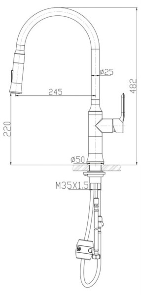 Смеситель для кухни двухрежимный BelBagno BB-LAM38-IN 81553277 - фото 29944